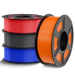 TECBEARS PETG Filament 1.75mm Bundle 4KG, Strong Toughness PETG 3D Printer Filament, Dimensional Accuracy +/- 0.02mm, 4PCS 1kg Spool(Blue, Red, Orange, Grey)