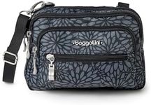 Baggallini womens Triple Zip Bagg Convertible Cross Body, Pewter Floral, One Size US, Pewter Floral