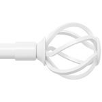 White Curtain Rods for Windows 66 to 120 inch with Twisted Cage Finials, Heavy Duty Long 10ft Curtain Rod Set, Decorative Curtain Rods for Outdoor Patio, Sliding Door, 5/8" Diameter