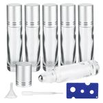 10ML Essential Oil Roller Bottles, 6 Pack Clear Oil Roller Bottles for Essential Oils, Roll on Bottles with Stainless Steel Balls(1 Extra Roller Balls, 6 Labels, Opener, Funnel, Dropper Included)