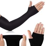 PinKit Korea Ice Silk Let's Slim UV Protection Arm Sleeves, 1-Pair (Black, Full)