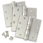 Commercial Door Hinges, Heavy Weight Butt Hinge, 4.5 x 4.5, Ball Bearing, Satin Stainless Steel (US32D), 3 Pack, Lawrence Hardware