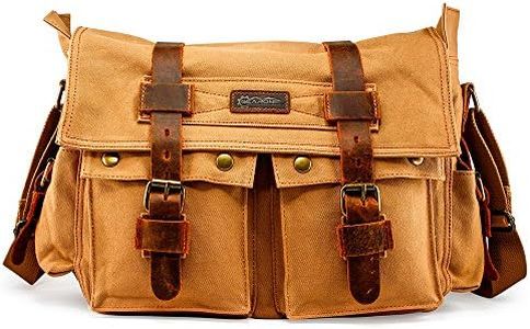 GEARONIC Men and Women Messenger Bag 15'' Laptop Satchel Vintage Rucksack Shoulder Leather Crossbody