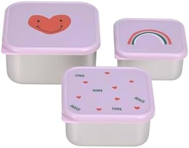 LÄSSIG Snack Box Kids Set di 3 scatole per il pranzo in acciaio inossidabile/Snackbox Stainless Steel Happy Rascals Smile green