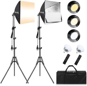 Softbox Lighting Kit Mini, Skytex 16x16in Soft Box 2pack| 85W 2700-6400K E27 LED Bulb, Continuous Photography Lighting Kit Photo Studio Light Equipment for Camera Shooting, Video Recording