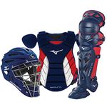 Mizuno Samurai Adult Baseball Boxed Catcher's Gear Set, Navy-Red, 15" Men's Adult