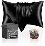 STRAW&WEAVE Satin Pillow Cover For Hair And Skin | 3 Months Warranty With 2 Silk & Scrunchies Women, Solid, 600 Tc, 5 Count