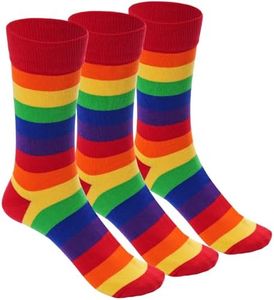 Rbenxia 3 Pairs Rainbow Gay Pride Cotton Novelty Socks LGBT Colorful Striped Socks Fun Dress Socks for Men and Women (Rainbow)