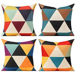 All Smiles Throw Pillow Covers Cushion Covers Outdoor Patio Spring Decorative Décor 18x18 Set of 4 for Furnituie Sofa Couch Chair Bench Decoration Triangle Geometry Yellow Blue Black Purple Red