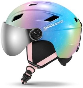 Odoland Kids Ski Helmet with 2-in-1 Visor Goggles for Boys Girls | Magnetic Buckle Strap Adjustable Snow Sports Helmet, ASTM Certified, for Children Ages 3-12 Skiing & Snowboarding