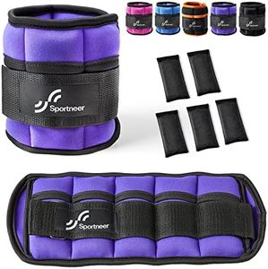 Sportneer Poids Réglables Poids de Cheville, 0.46Kg-1.8Kg 1 Paire Set de Poids réglable à la Cheville, Sangles de Poignet au Poignet, Violet