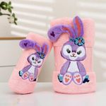 HomeCloud Super Soft Rabbit Bath Towel with hand/face towel for Women/Girls & Kids | A Gift for Baby Shower | Set of 2 (144x75cm) + (74x34cm) | Pink