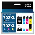 702 XL Ink Cartridges Remanufactured for Epson 702XL 702 T702 T702XL Combo Pack High Yield to use with Epson Workforce Pro WF-3720 3730 3733 Printer (Black, Cyan, Magenta, Yellow, 4 Pack)