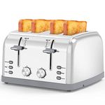 Toaster 4 Slice,Retro Toater with 7 Shade Settings,Best Prime Toaster for Waffles, 4 Slice Toaster with 3 Mode，Bagels and More Lainsten Toaster T-527