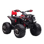 Aosom 12V Kids Ride-on Four Wheeler ATV Car with MP3 Real Working Headlights, Battery Powered Motorcycle for Boys and Girls Red