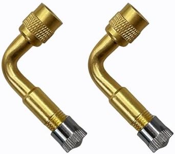 YUESUO 2 PCS Tire Valve Extension 90 Degree Brass Tire Valve Stem Extension Universal Valve Stem Extensions Suitable for Most Cars (Gold 2-Pack)