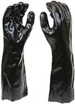 West Chester 12018 Chemical Resistant PVC Coated Work Gloves - Large, Black Fully Coated Safety Gloves with 18 in. Gauntlet Cuff. Workplace Safety Wear