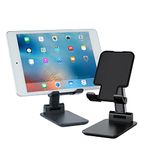 TFY Universal Adjustable Desktop Stand for Mobile Phones and Tablets. Compatible with iPhones 13, 12, Pro Max, iPads Pro, Air, Mini, Android Phones and Galaxy Tablets, Plus Many Others (Black)