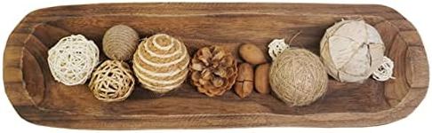 S-SNAIL-OO Wooden Dough Long Bowls Decor, Baguette Bowl Wooden Large Dough Bowl Centerpieces for Home, Rustic Wooden Decorative Bread Fruit Tray (20×6×2'')