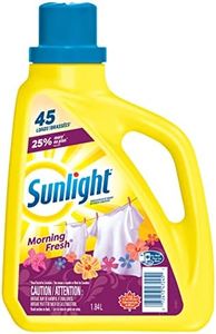 Sunlight Detergent Morning Fresh (45 loads, 1.84L) with Concentrated Formula, Laundry Detergent Liquid for Exceptional Cleaning and Stain Remover to Brighten Laundry, Yellow