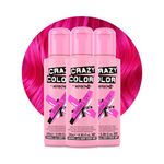 Crazy Color Vibrant Rebel UV Semi-Permanent Trio Hair Dye. Highly Pigmented Neon Pink Conditioning & Oil Nourishing Vegan Formula | No Bleach or Ammonia | 300ml