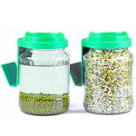 Sprout Smart Sprout Maker Box, Sprouts Box, Sprout Jar, Sprouts Maker Box, Sprout Maker Glass Jar, Glass Mason Jar With Mesh Lid for All Seeds & Beans, Sprouting Jar Glass 720 Ml (Set of 2) Green