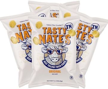 Tasty Nate’s Beef Tallow Potato Chips Original Sea Salt Kettle Chips Made with 100% Beef Tallow Seed Oil Free - Gluten Free Healthy Snacks Paleo Friendly 7oz Bag - Pack of 4