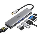 USB C to HDMI Adapter, 6 IN 1 MacBook Pro Adapter USB C Hub 4K@60Hz for MacBook Pro 2020-2016, MacBook Air 2020-2018, Ipad Pro 2020, Surface Pro 7, Dell XPS, USB C to 4K HDMI, SD/TF and 3 USB