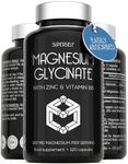 Magnesium Glycinate Supplement 300mg - Magnesium Bisglycinate Capsules with Zinc & Vitamin B6 - High Strength Complex Advanced Absorption - 120 Capsules - UK Made Chelated Zinc and Magnesium Tablets