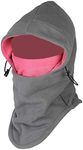 Purjoy Multipurpose Use 6 in 1 Thermal Warm Fleece Balaclava Hood Police Swat Ski Bike Wind Stopper Full Face Mask Hats Neck Warmer Outdoor Winter Sports Snowboarding Cap(Grey+Rose)