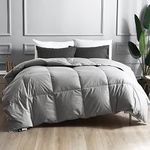 BPC King Size Down Comforters - All Season Down Comforter King Size with Filling Down and Feather, 100% Cotton Duvet Cover - Stand-Alone Down Comforter, rock grey