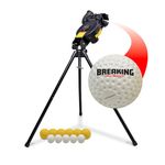 PowerNet Corbin Carroll Launch F-lite Baseball and Softball Pitching Machine with Breaking Ball Bracket, Variable Speed Throws Up to a Simulated 90 MPH, Pitches Consistent Strikes and Sweepers