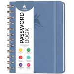 Clever Fox Password Book Spiral – Mini Internet Address & Password Organizer with Laminated Alphabetical Tabs – Small Password Keeper Journal – Hardcover, Pocket Size, 4.7x5.7” (Smoke Blue)