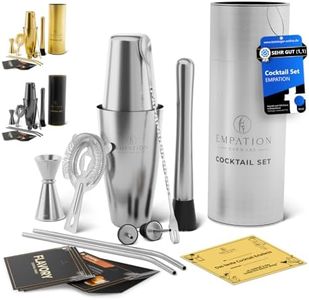 EMPATION Cocktail Shaker, 9-piece Cocktail Set with 825ml Boston shaker, Cocktail Making Kit with recipe cards perfect as a gift, Bar Set for Beginners & Pros, Bar accessories for home pub