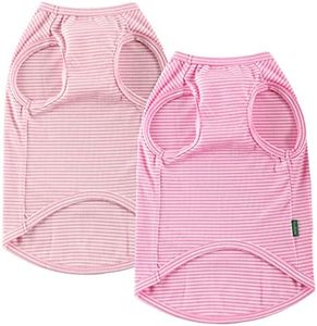 Sychien Dog Shirt,Combed Cotton T-Shirts,Soft Cool Boy Girl Tee for Extra Large Dogs Labrador,Pink Rose Striped XXXL