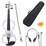 Cecilio L4/4CEVN-L1W Left-Handed Solid Wood Pearl White Electric Violin with Ebony Fittings in Style 1 (Full Size)