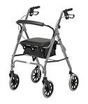 Days Lightweight Folding Four Wheel Rollator, Mobility Walker with Padded Seat, Lockable Brakes and Carry Bag, Limited Mobility Aid, For Elderly or Disabled, Quartz, 106/Large