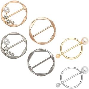 lyfLux 6 PCS Scarf Ring Clip for Women Waist Buckle Clips T-Shirt Tie Hat Belt Decor Holder Fashion Decoratice Round Circle Clip Buckle (Gold+Silver), Bronze, s
