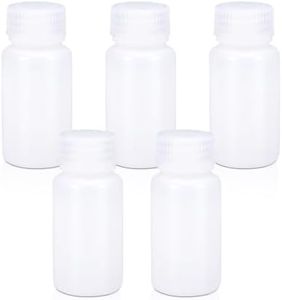 UMETASS 2 oz Wide Mouth Lab Reagent Bottle, Laboratory Grade Chemical Container, Sealed Leak-proof Translucent HDPE Bottle, Pill Bottle, Water Sample Bottle(5 Pcs)