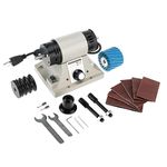 LuckyHigh Leather Polishing Burnishing Machine 350W Leather Edge Sander Grinding Machine 110V 0-8000RPM with Rosewood Grinding Head Sanding Sleeves