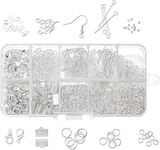 Beadsnfashion Metal Findings Kit, Jewellery Making Metal Findings Kit with Ribbon Clamp Crimps with Loop Head Pins Ribbon Ends for Jewellery Making and Crafts Work