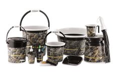 Liza Orry - 11 pcs Bathroom Accessories Set Plastic Bath Set Bathroom 20 LTR. Bucket, 1 LTR. Mug Combo Set for Home Bathroom Set. (Granite Black)