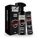 BassMotor Leather and Car Interior Cleaner, Cleans Leather Seats and Upholstery - Leather Reviver (500 ml) + Cloth