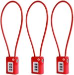 HOX 3 Digit Combination Gun Lock, Cable Lock for Pistols Handguns Rifles and Shotguns, for Home Firearm Locking and Safety (Red, 3 Pack)