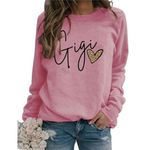 DUDIHOHX Gigi Sweatshirt Women Gigi Leopard Graphic Gigi Gifts for Grandma Casual Long Sleeve Nana Trendy Pullovers Tops