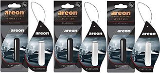 AREON Liquid Car Air Freshener Hanging Platinum Pendant Perfume Long Lasting 3D 5 ml Multi Pack Set of 3