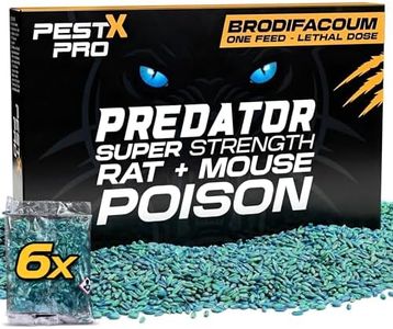 Pest X Pro Predator Rat Poisoning Super Strength - 6 Pack - Powerful Single Feed Rat Killer & Mouse Poison - Brodifacoum in Easy To Use Sachets - Indoor & Outdoor Rodent Control