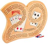 Official Bicycle Wooden Cribbage Board Game 29 Game Set 3 Track - by Bicycle Includes 9 Cribbage Pegs