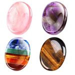 4 Pcs Thumb Worry Stone for Anxiety Chakra Stones Chakras Crystals Pink Crystal Amethyst Tiger Eye Green Aventurine Quartz Obsidian Anxiety Stone for Stress Meditation(Assorted)