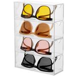 YIQXKOUY 4 Layer Sunglasses Stand Shelf With Lid Clear Acrylic Sunglasses Rack Glasses Holder Eyewear Display Storage Case Tray Jewelry Watches Organizer Box Retail Glass Jewelry Display Showcase